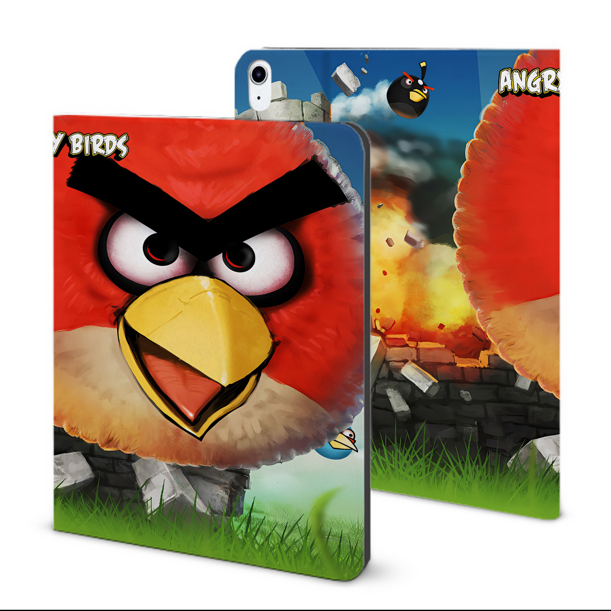 （画像用） Angry Birds アングリーバード IPad ケース ブック型 PUレザー TPU 耐衝撃 軽量 薄型 ペン収納なし 全面保護 IPad 各モデル対応